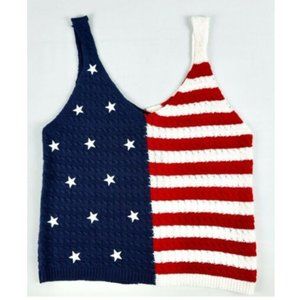 Moon & Madison Womens Stars and Stripes Knit Top M